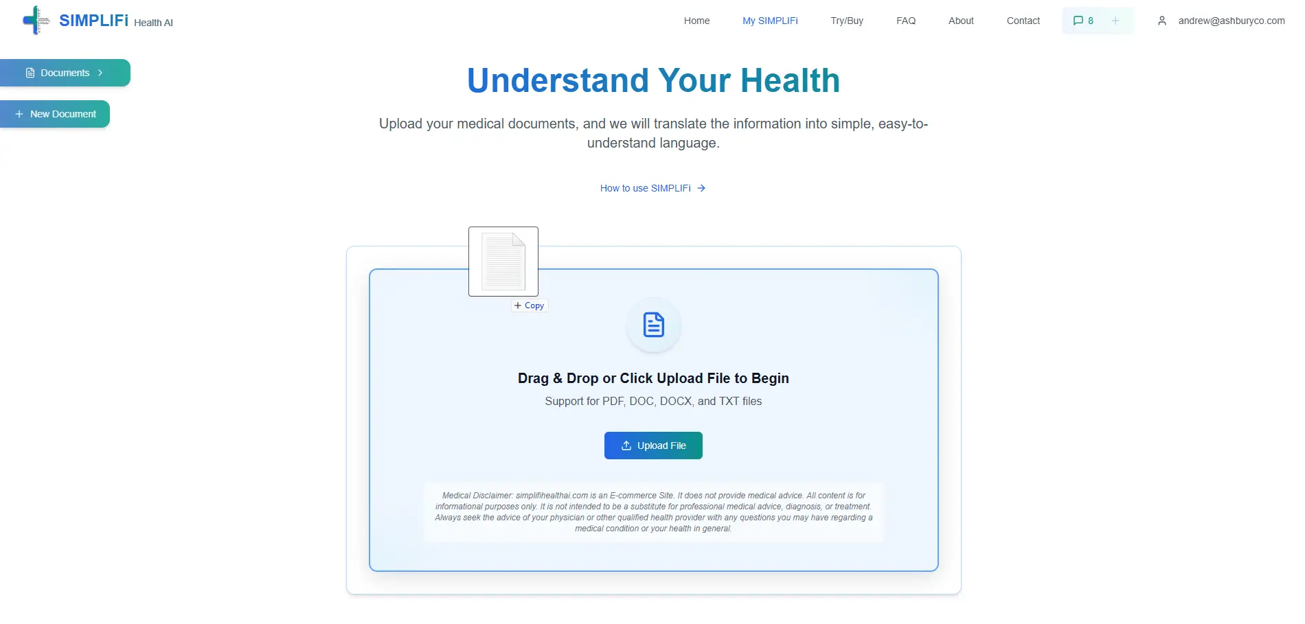 Document upload interface